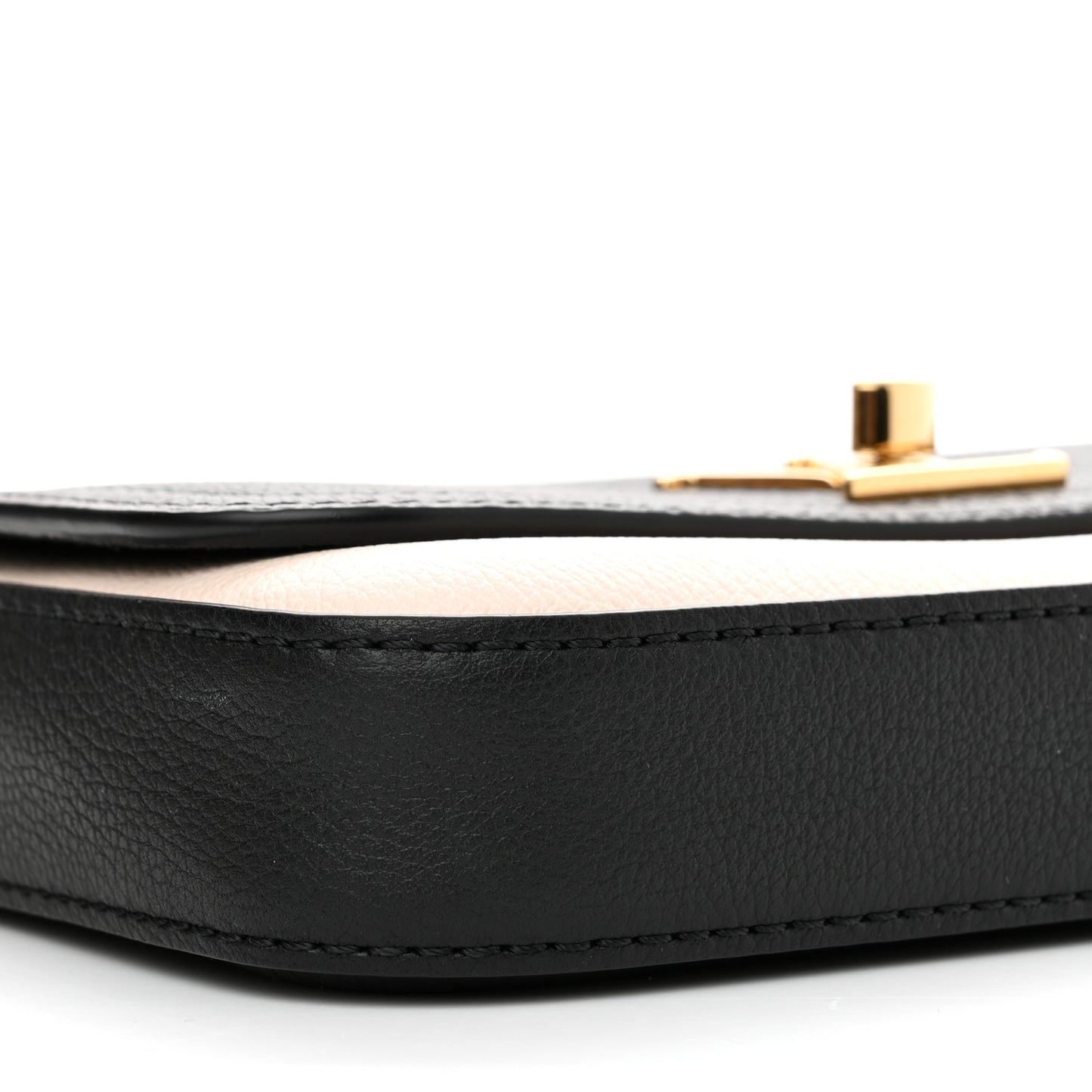 Calfskin Lockme Phone Chain Pouch Vanille Black