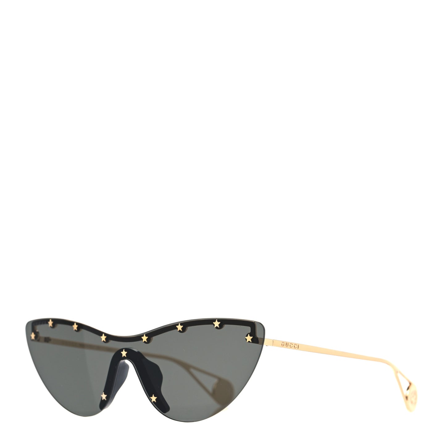 Metal Rimless Star Studded 90mm Cat Eye GG0666S Sunglasses Black Gold