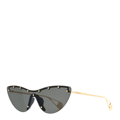 Gucci Metal Rimless Star Studded 90mm Cat Eye GG0666S Sunglasses Black Gold 1 of 7