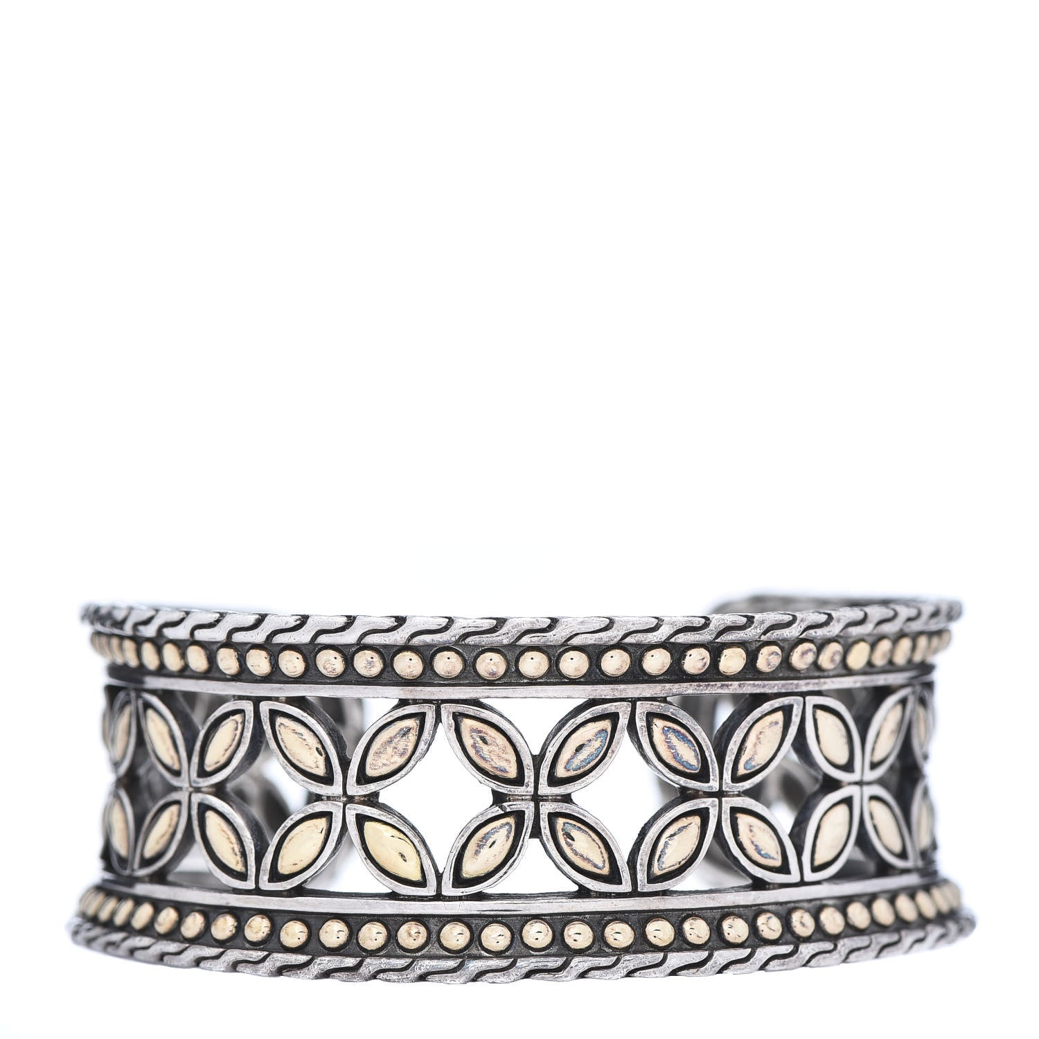 John Hardy Sterling Silver 18K Yellow Gold Kawung Cuff Bracelet 1 of 7