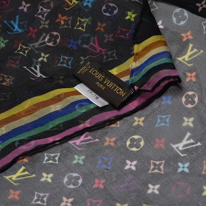 Louis Vuitton Silk Multicolor Scarf Black 4 of 4