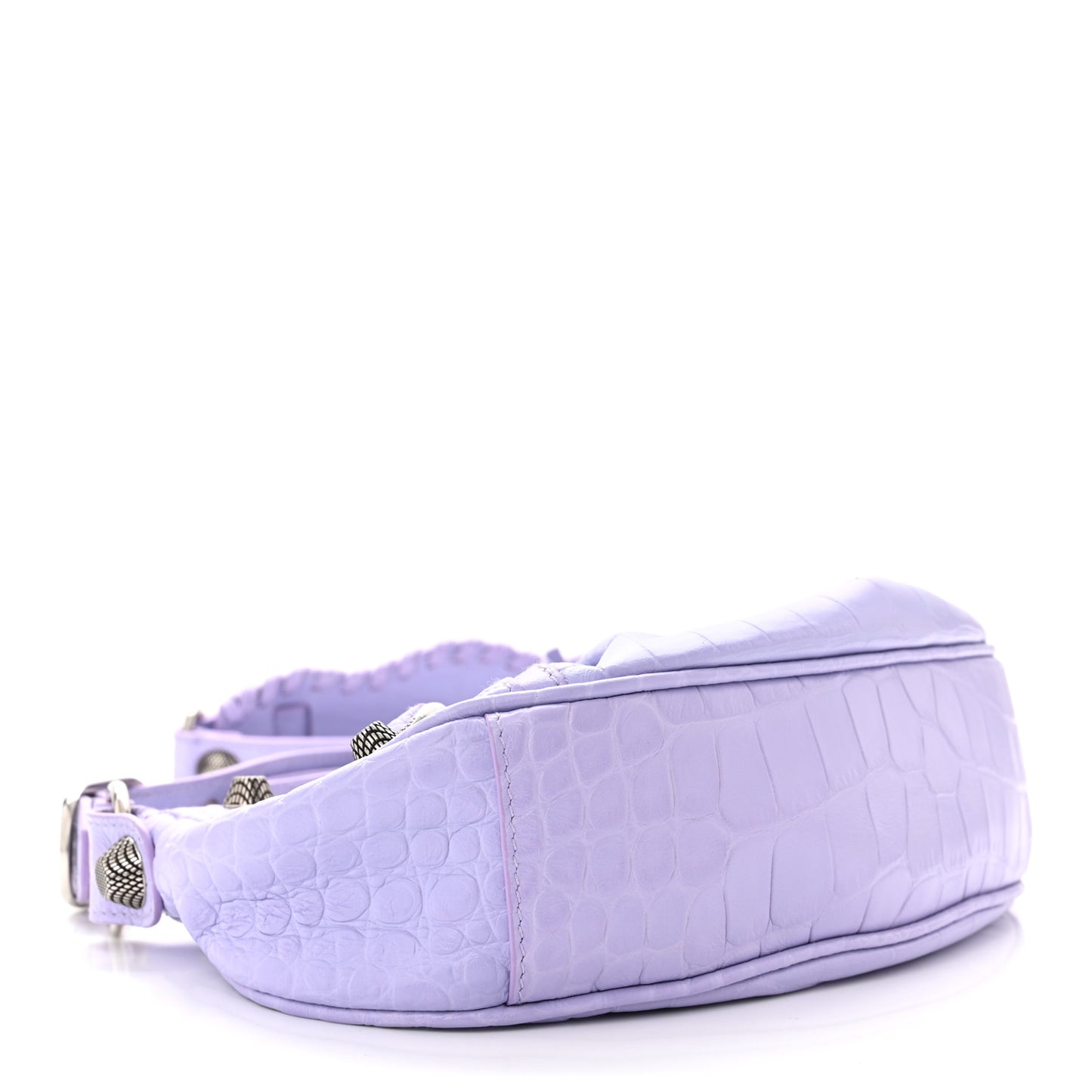 Extra Supple Calfskin Crocodile Embossed Le Cagole Shoulder Bag XS Lilac