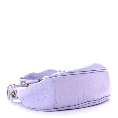 Balenciaga Extra Supple Calfskin Crocodile Embossed Le Cagole Shoulder Bag XS Lilac 5 of 11