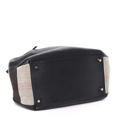Burberry Grainy Calfskin House Check Small Maidstone Black 5 of 12