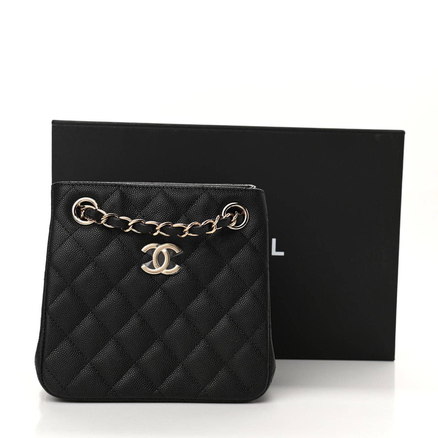 Caviar Quilted Mini Bucket Bag Black