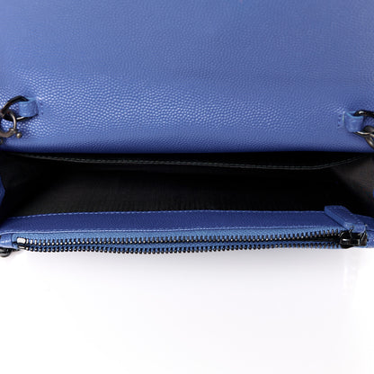 Saint Laurent Grain De Poudre Matelasse Chevron Monogram Envelope Chain Wallet Blue Majorelle 5 of 10