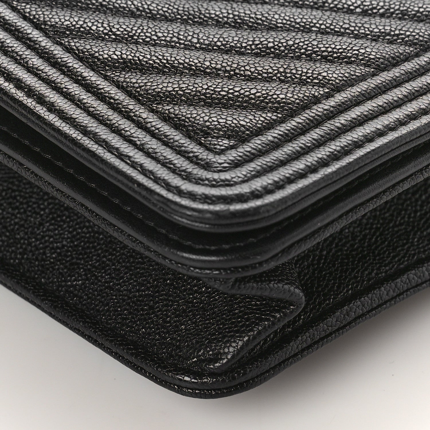 Chanel Caviar Chevron Quilted Boy Wallet On Chain WOC Black 9 of 11