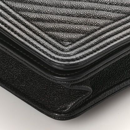 Chanel Caviar Chevron Quilted Boy Wallet On Chain WOC Black 9 of 11