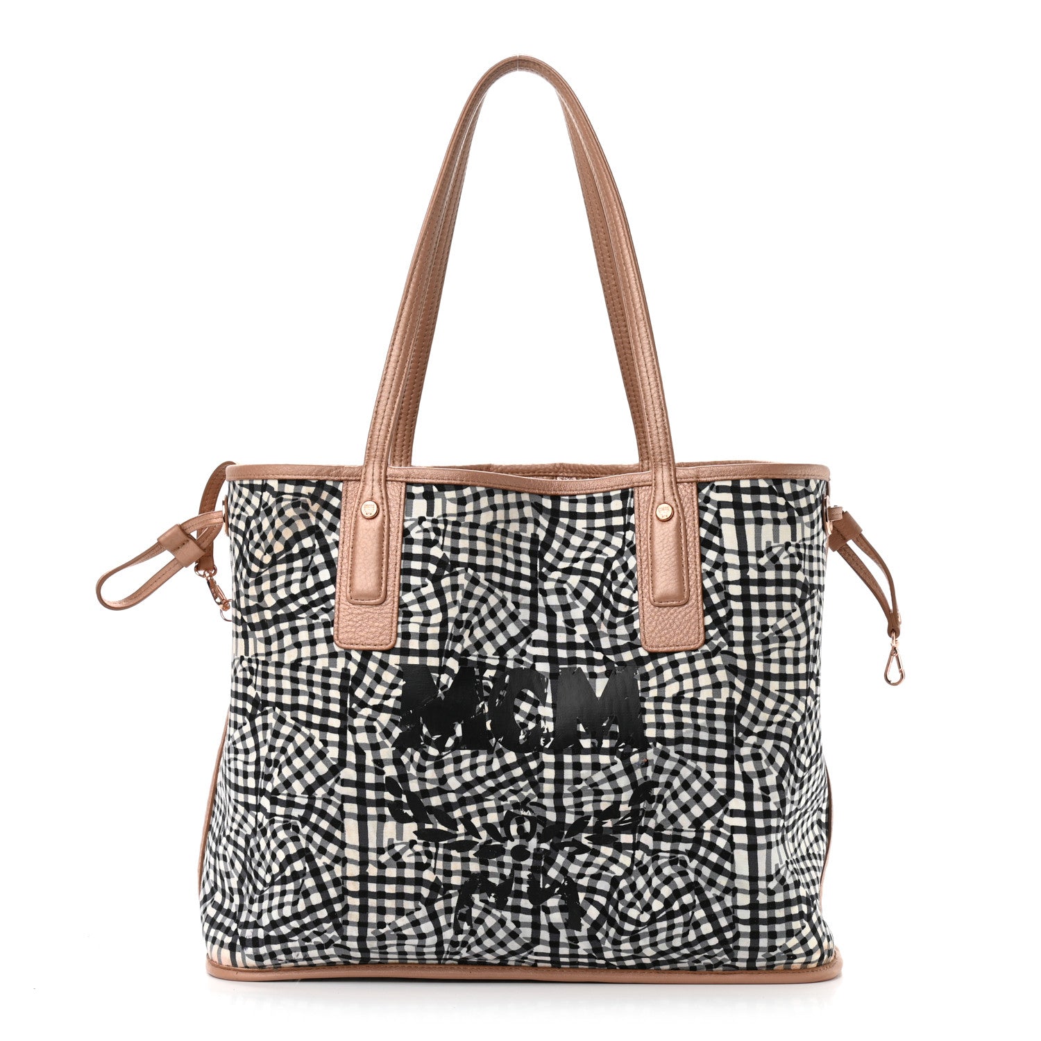 MCM Metallic Visetos Medium Liz Reversible Shopper Tote Champagne Gold 4 of 20