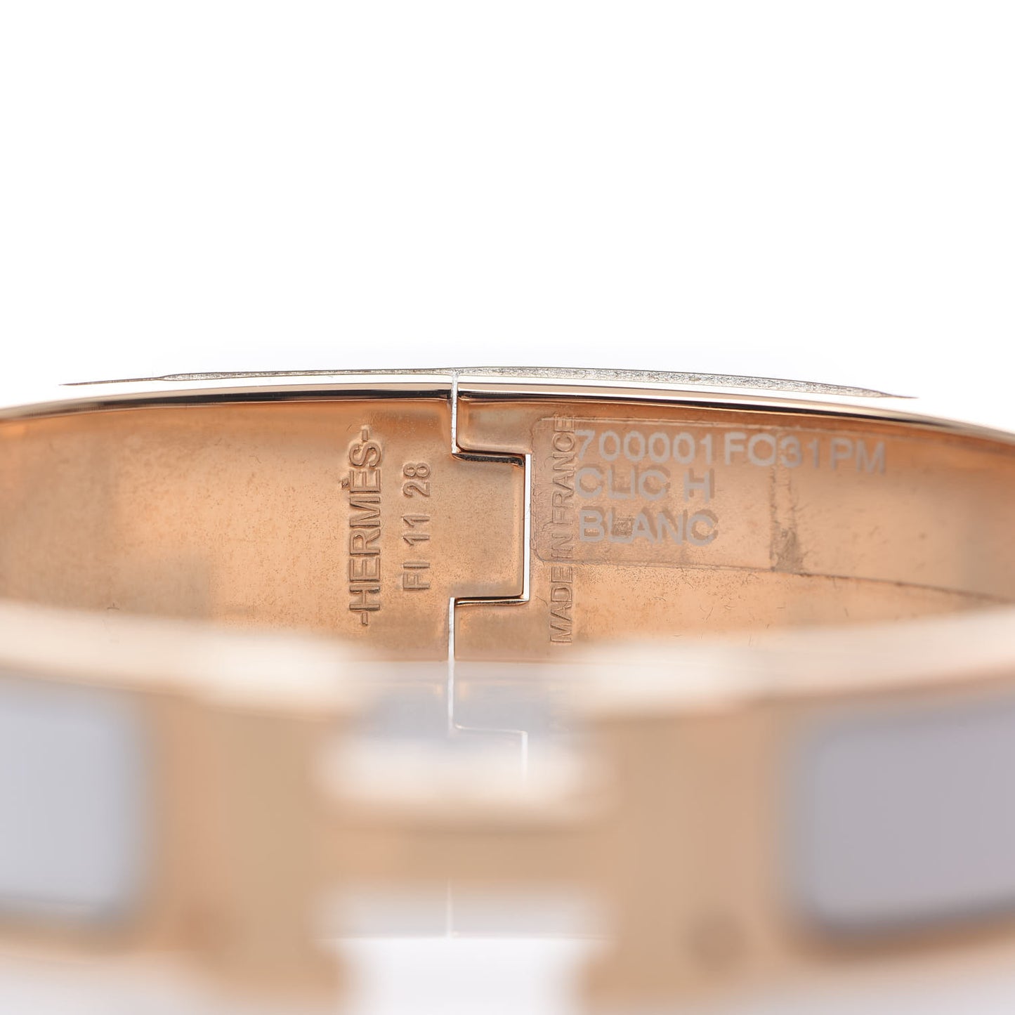 Enamel Narrow Clic Clac H Bracelet PM White