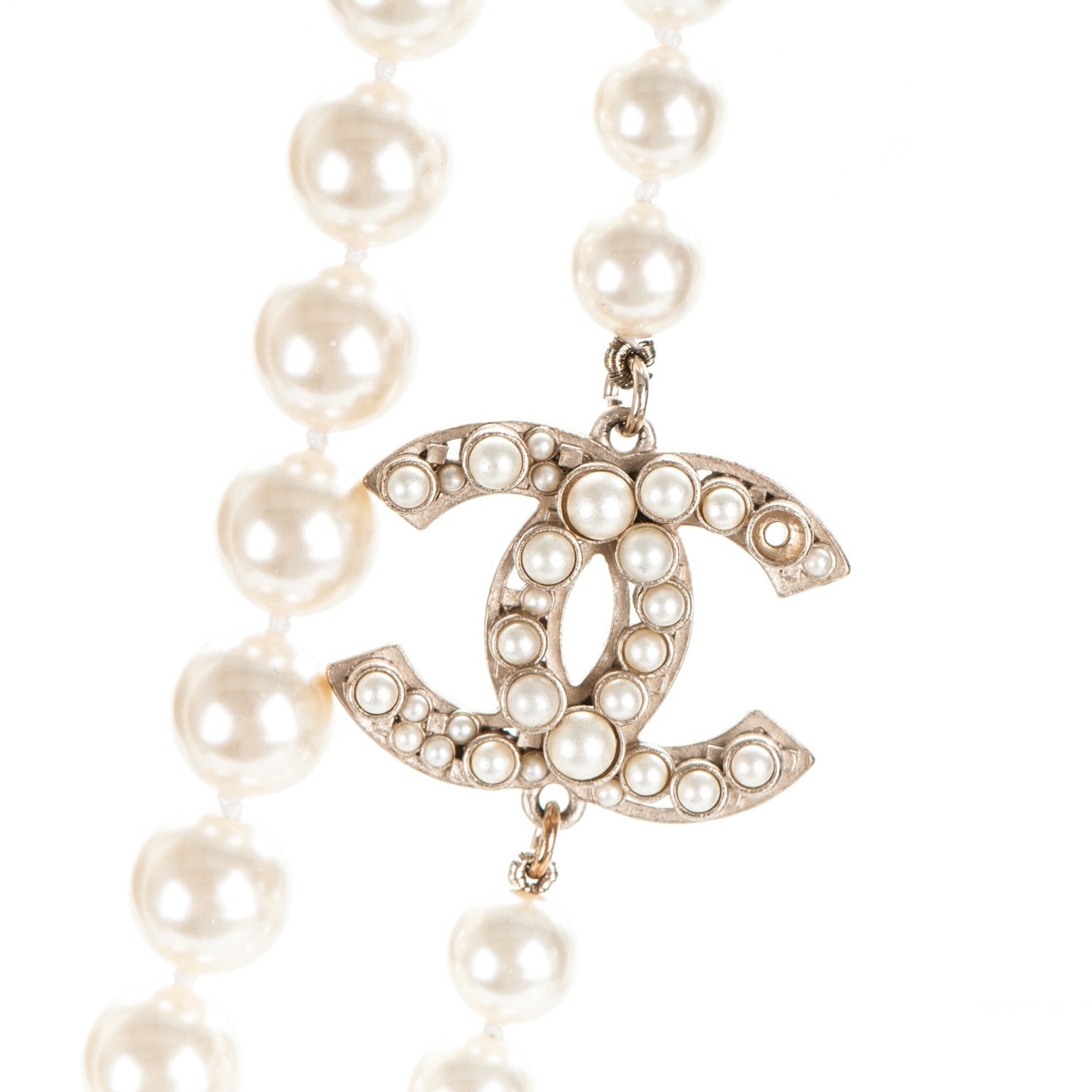 Chanel Graduated Pearl CC Long Necklace Gold 5 of 8