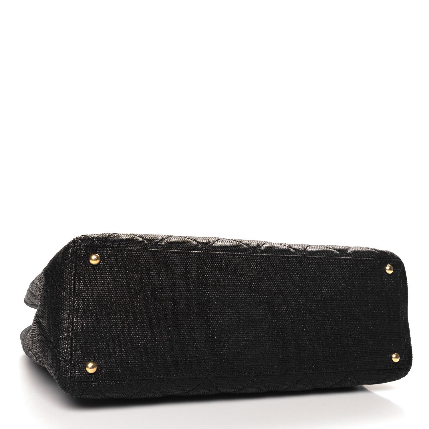 Chanel Woven Straw Quilted Shopping Tote Black 4 of 10