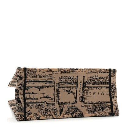 Christian Dior Canvas Embroidered Medium Plan De Paris Book Tote Beige Multi 4 of 12
