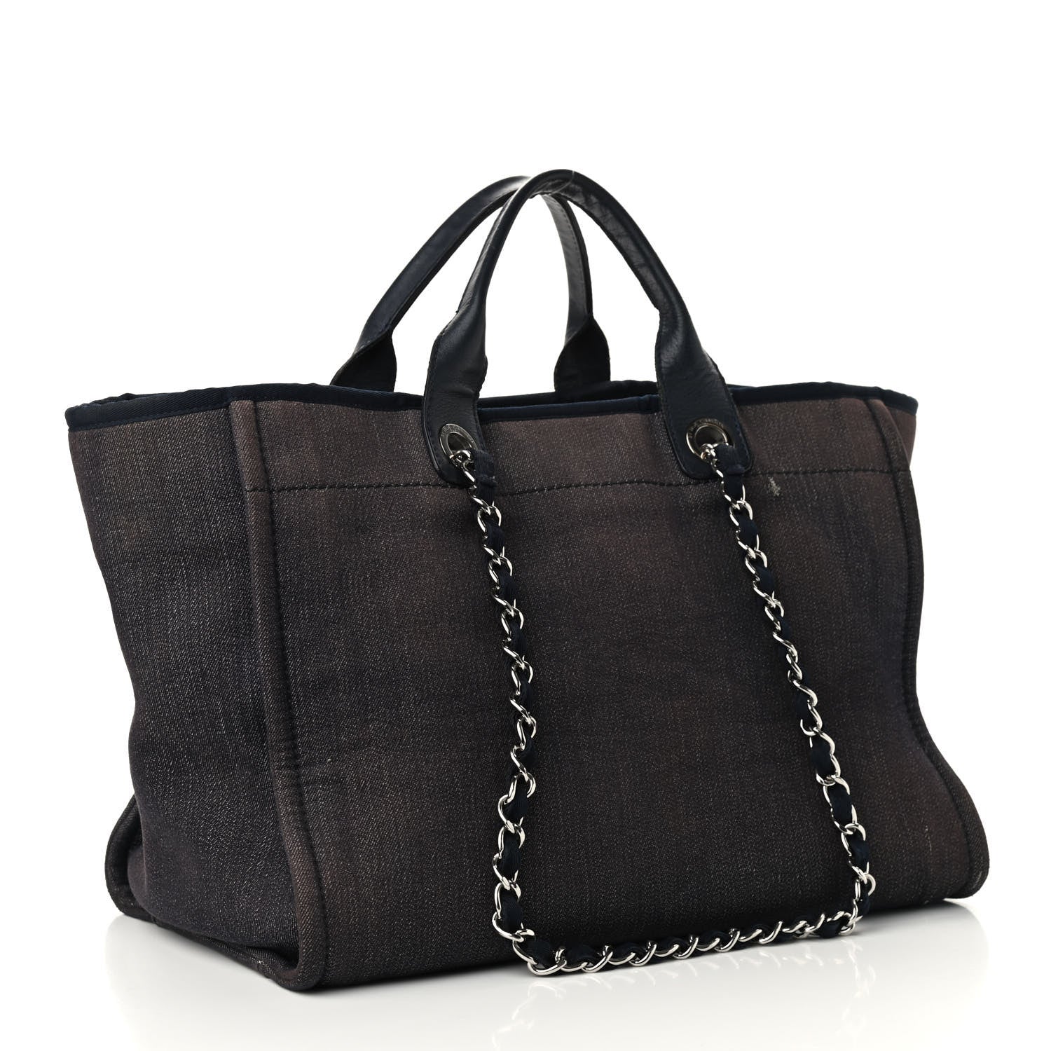 Chanel Denim Large Deauville Tote Dark Blue 3 of 15