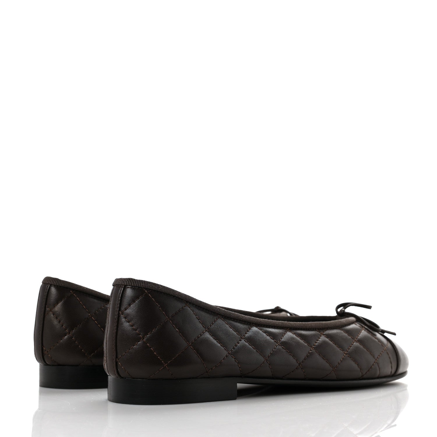 Chanel Lambskin Quilted Cap Toe Ballerina Flats 40 Dark Brown 4 of 9