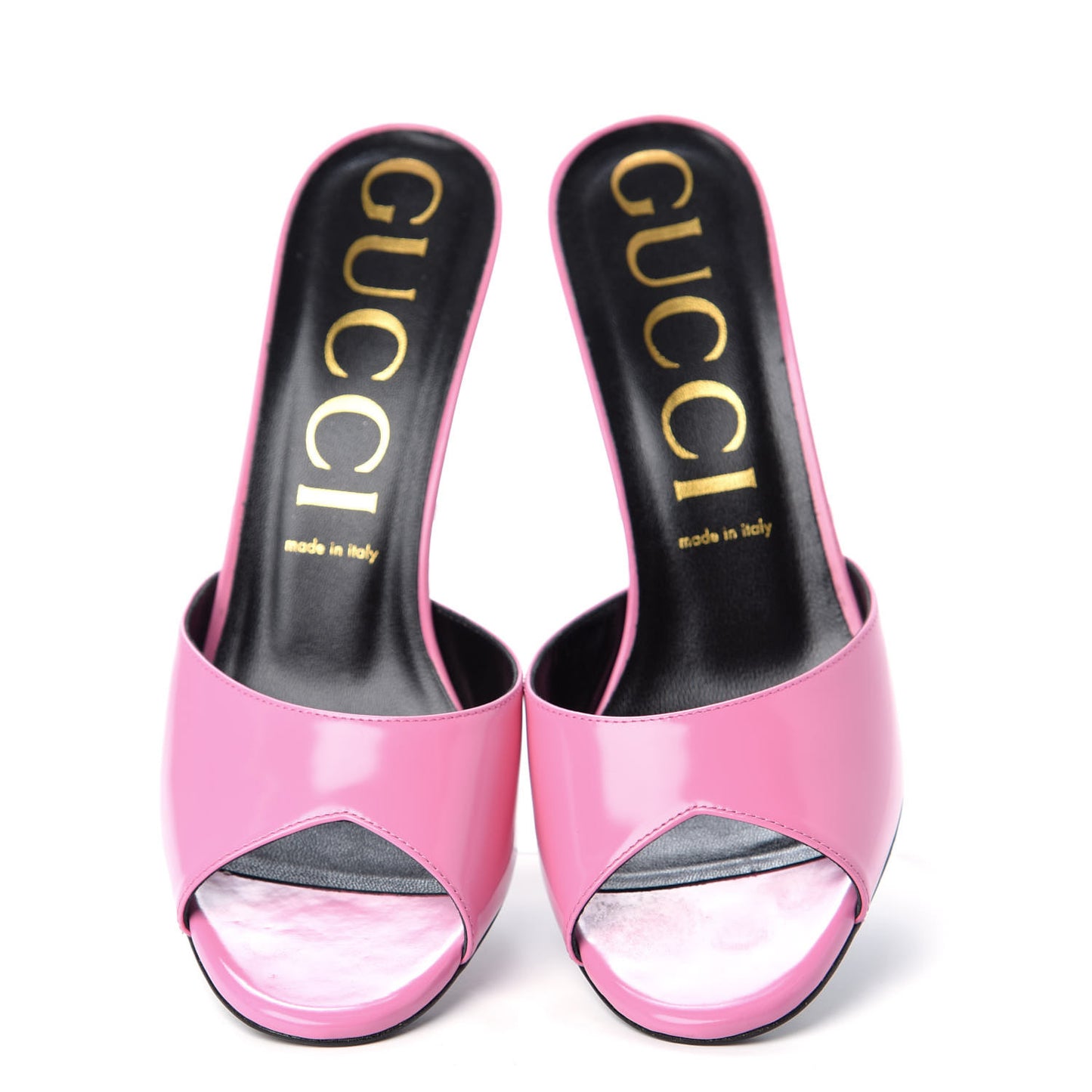 Polished Calfskin Scarlet Mid Heel Slide Sandals 41 Pink Plexi