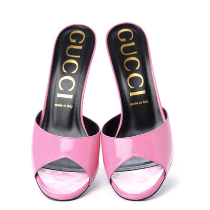 Gucci Polished Calfskin Scarlet Mid Heel Slide Sandals 41 Pink Plexi 5 of 11