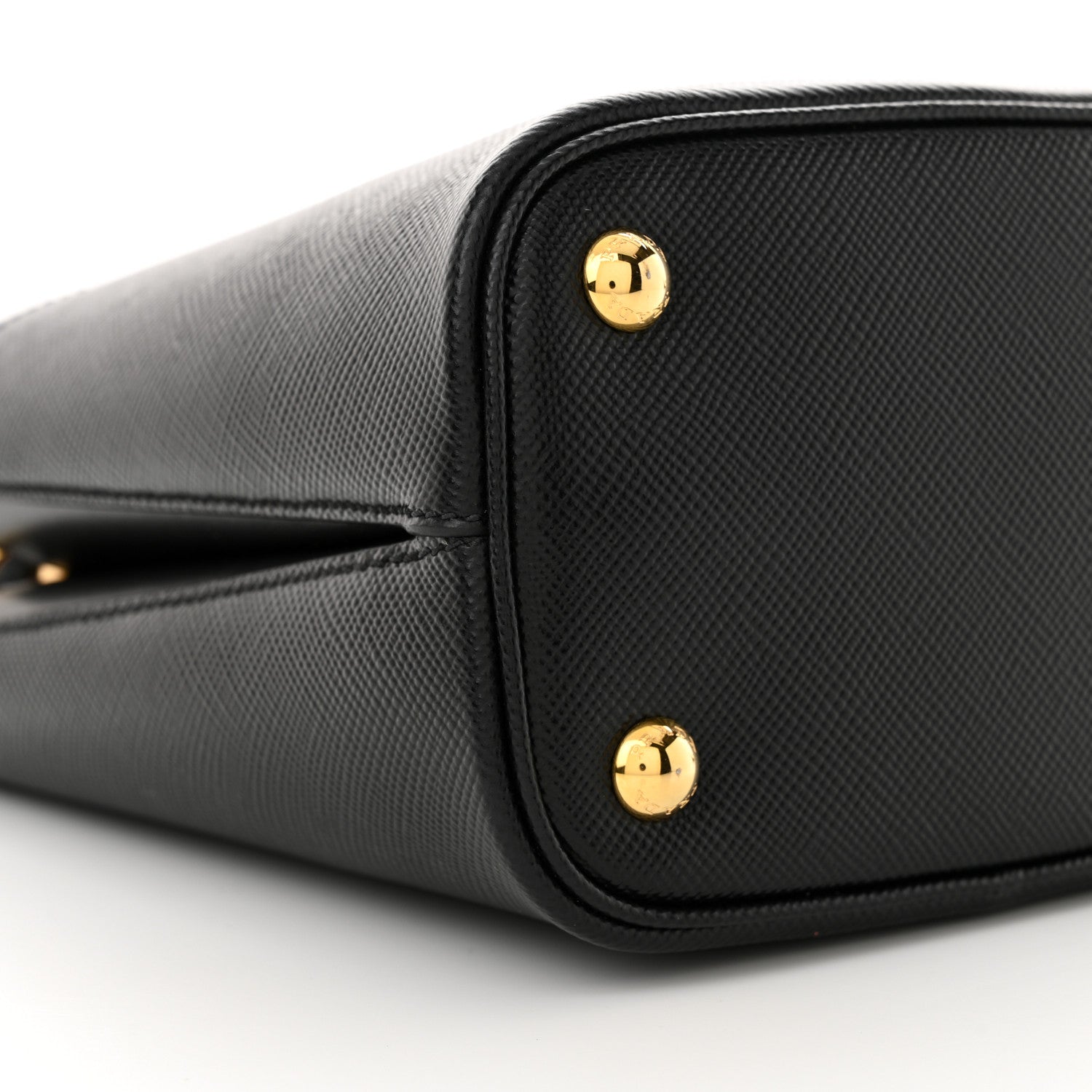 Prada Saffiano Cuir Small Panier Bucket Bag Black Fuoco 9 of 10