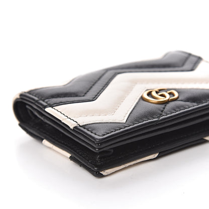 Gucci Calfskin Matelasse GG Marmont Card Case Wallet Black White 8 of 13