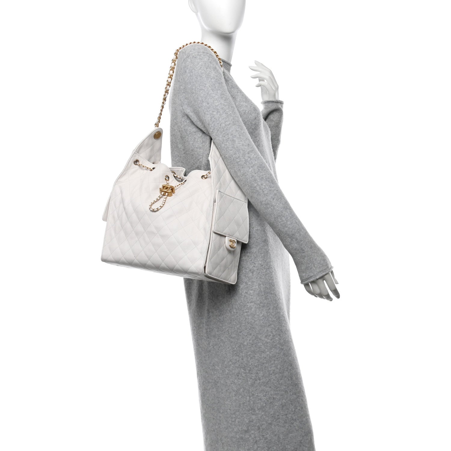 Chanel Caviar Quilted Medium Chanel 25 Handbag White 2 of 15