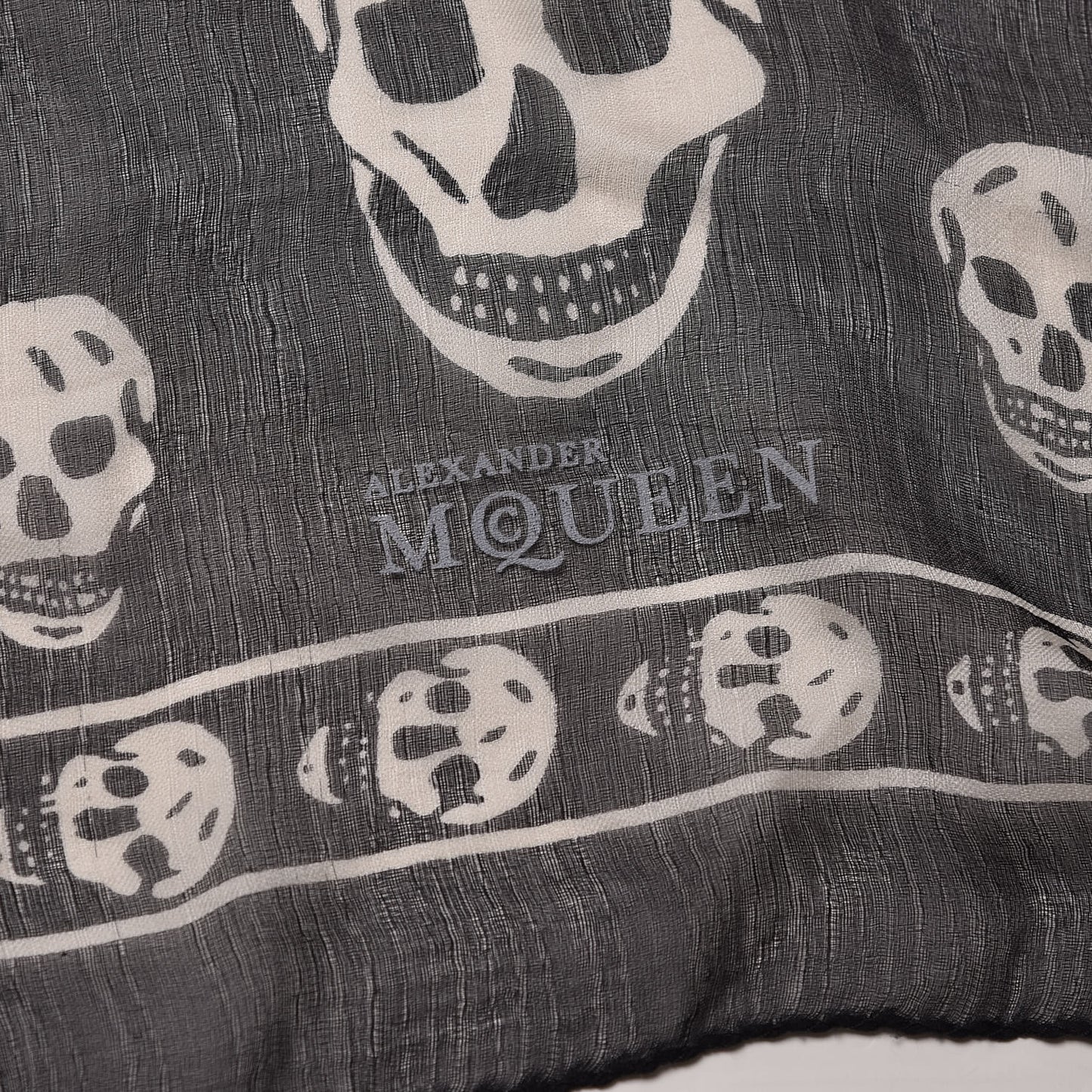 Silk Chiffon Skull Scarf Black Ivory