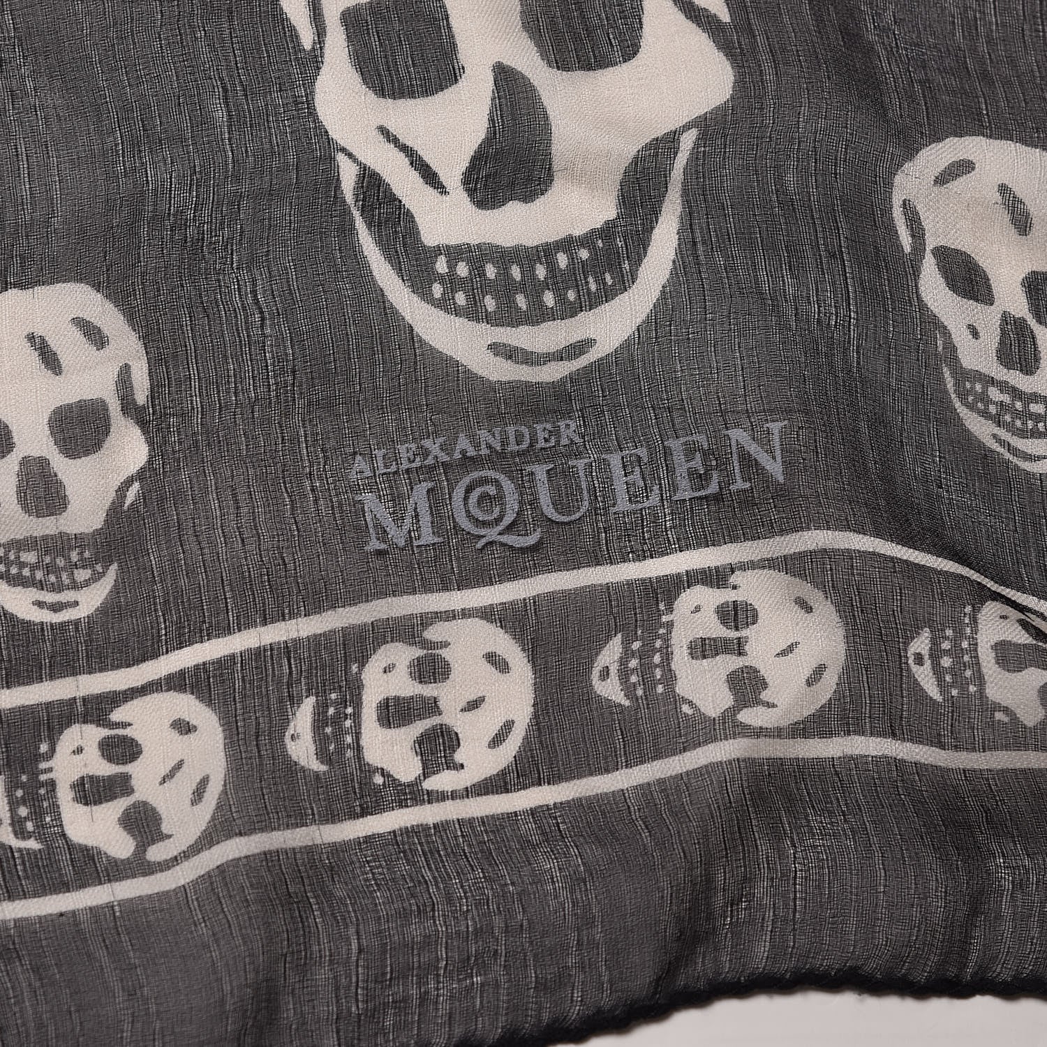 Alexander McQueen Silk Chiffon Skull Scarf Black Ivory 4 of 5