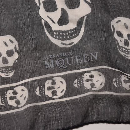 Alexander McQueen Silk Chiffon Skull Scarf Black Ivory 4 of 5