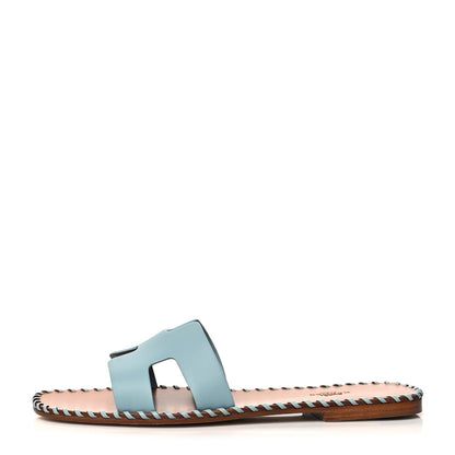 Hermes Box Calfskin Braided Oran Sandals 40.5 Vert D'Eau 1 of 8