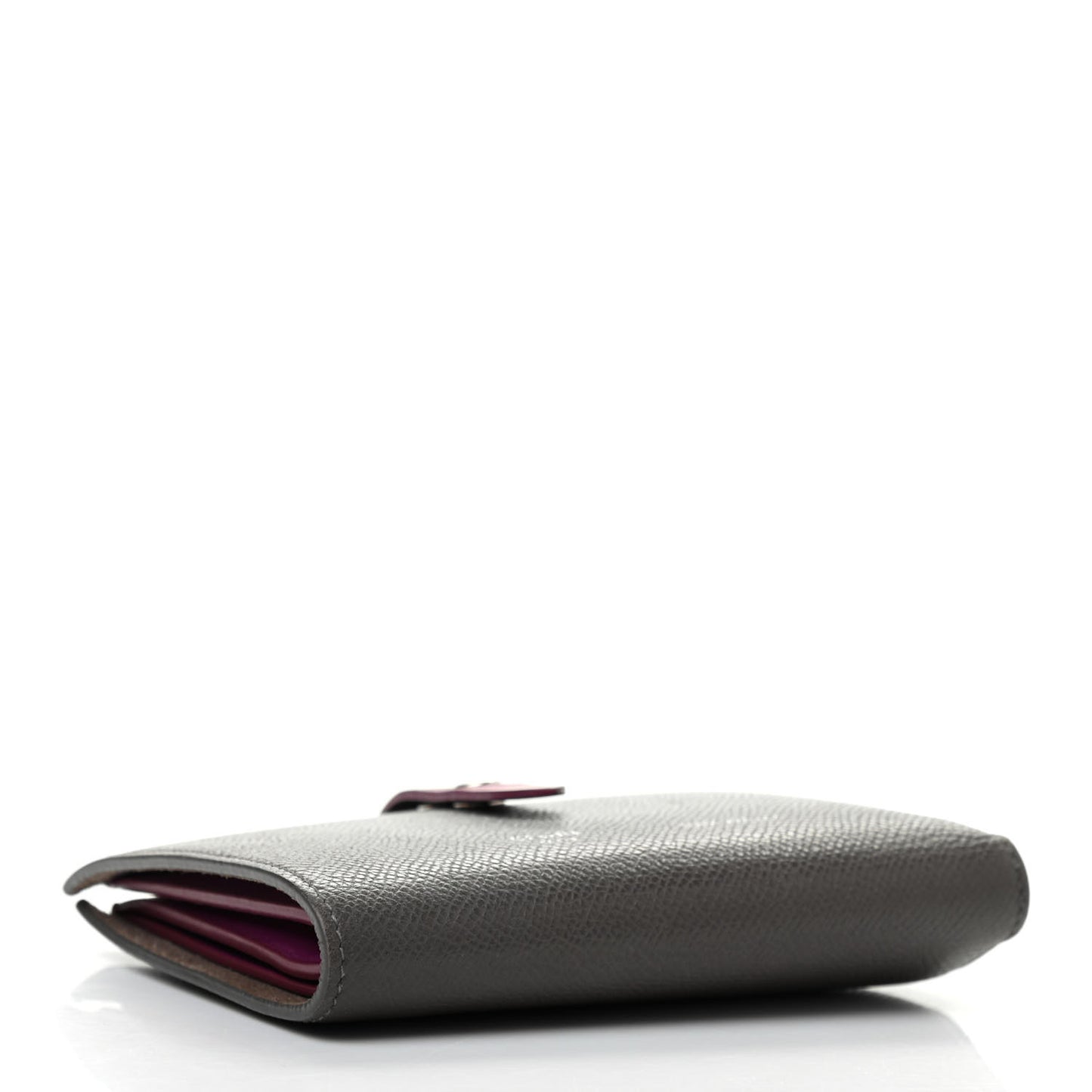 Grained Calfskin Medium Multifunction Strap Wallet Grey