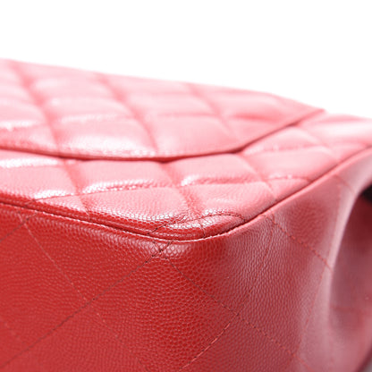 Chanel Caviar Quilted Jumbo Double Flap Red 15 of 20