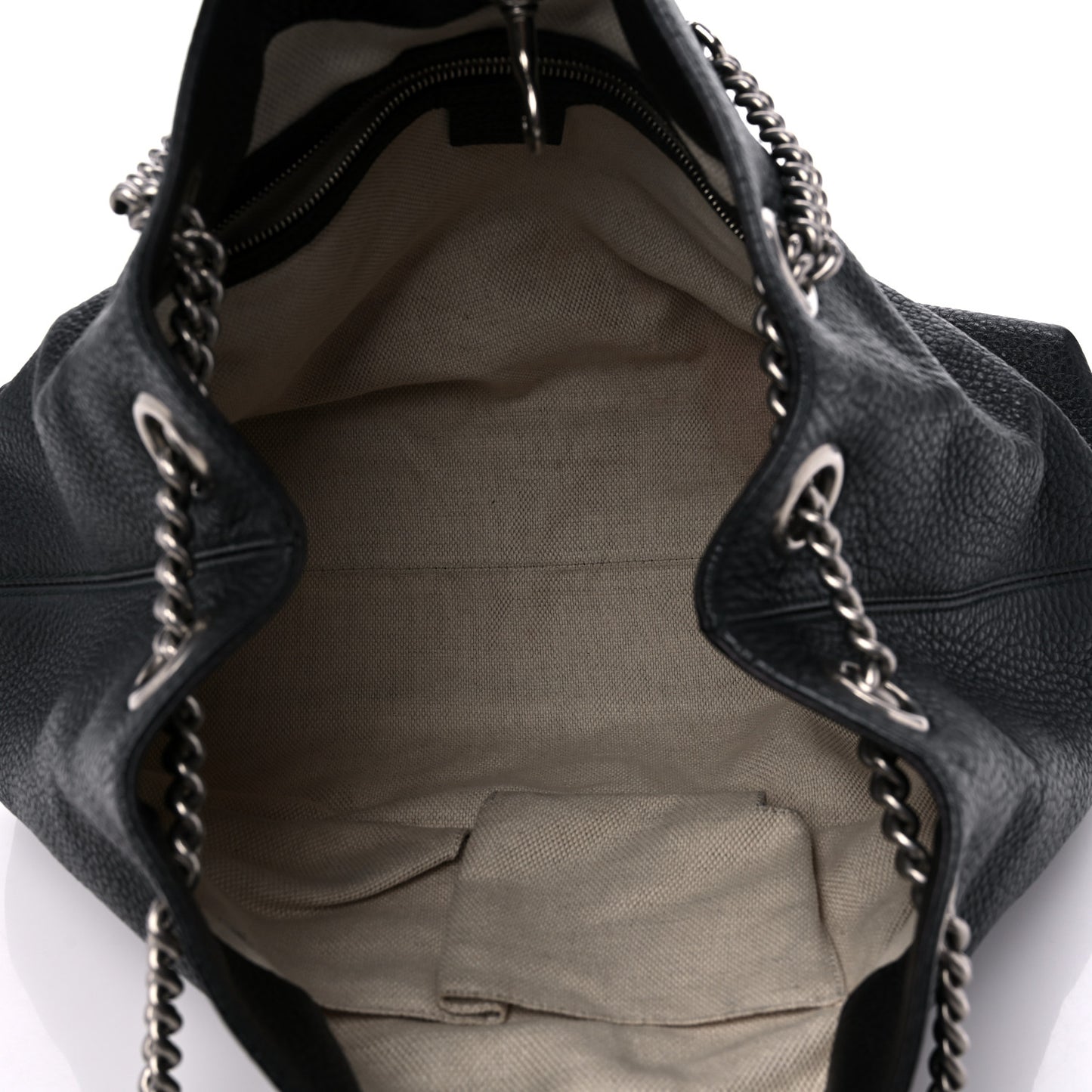 Pebbled Calfskin Studded Medium Soho Chain Shoulder Bag Black