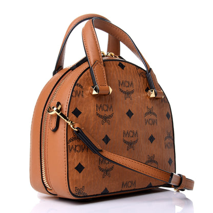 MCM Visetos Mini Half Moon Crossbody Bag Cognac 2 of 6