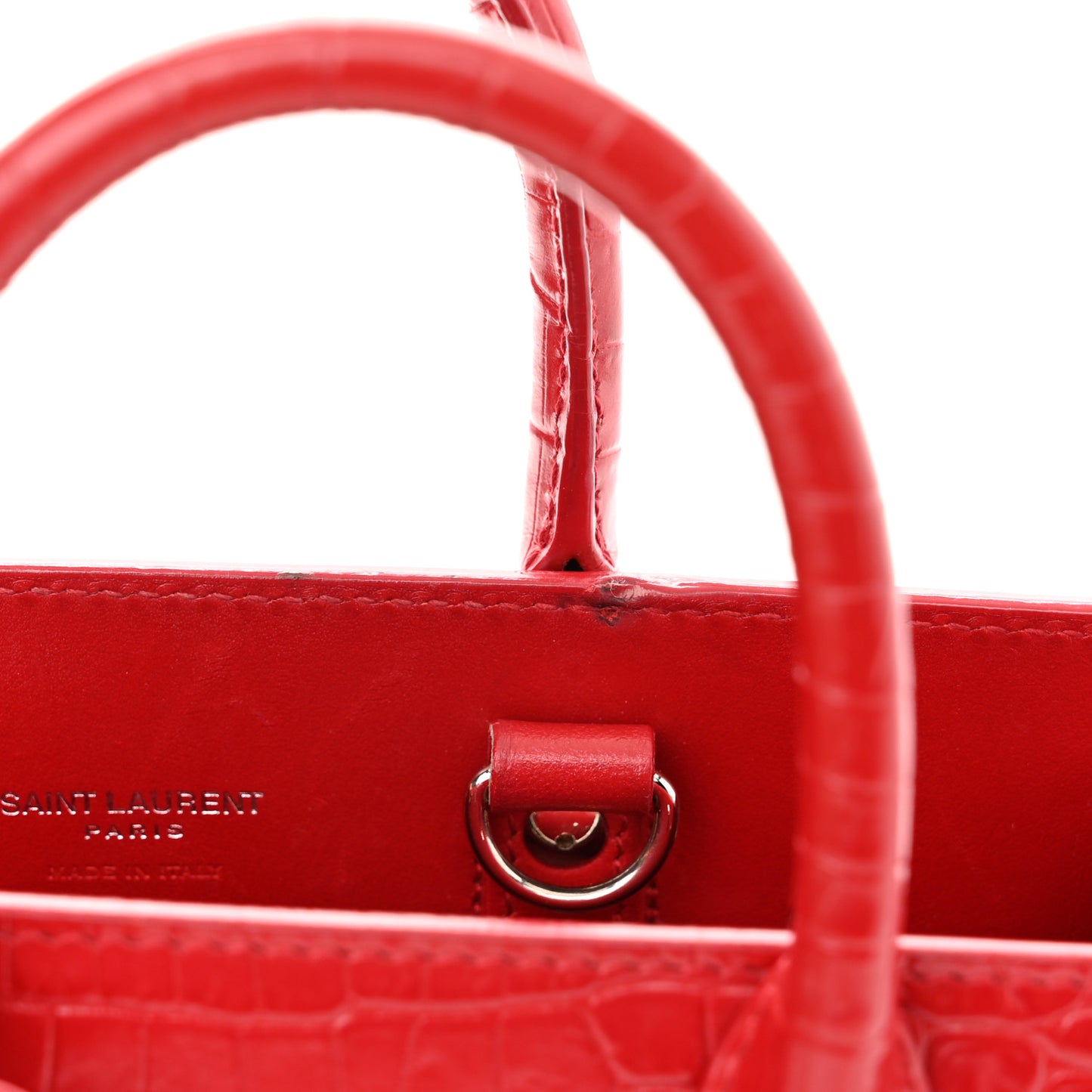Calfskin Crocodile Embossed Nano Sac De Jour Red