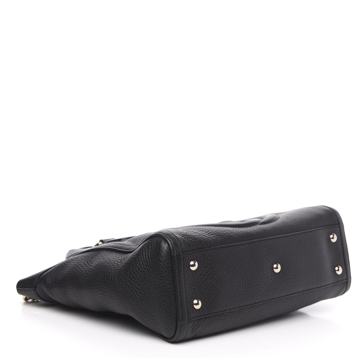 Pebbled Calfskin Small Soho Top Handle Bag Black