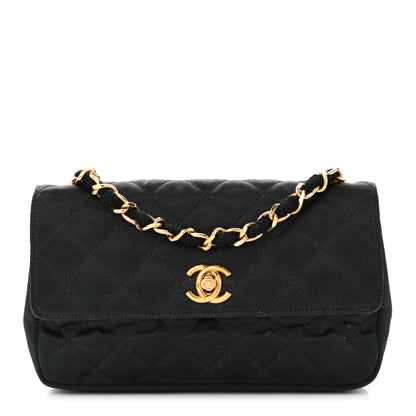 Chanel Satin Quilted Flap Black 1 of 10
