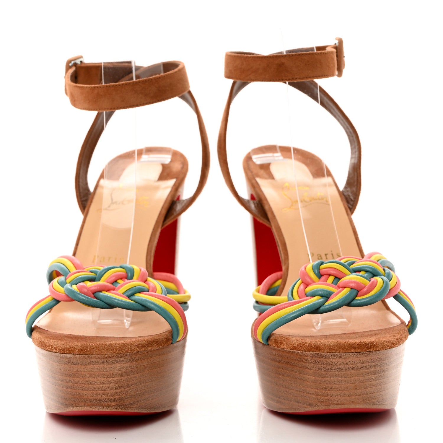 Christian Louboutin Nappa Veau Velours Couio Ella 130 Sandals 40 Multicolor Beige 2 of 7