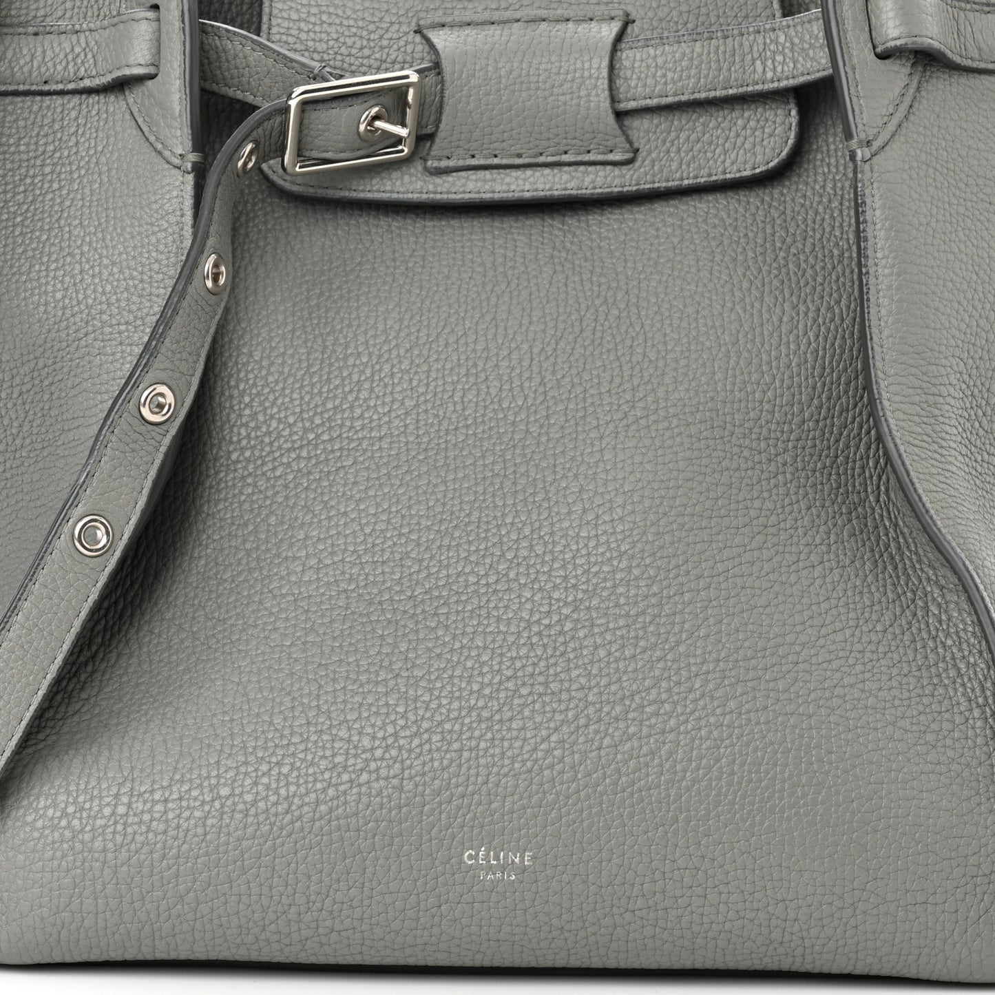 Supple Calfskin Long Strap Small Big Bag Grey