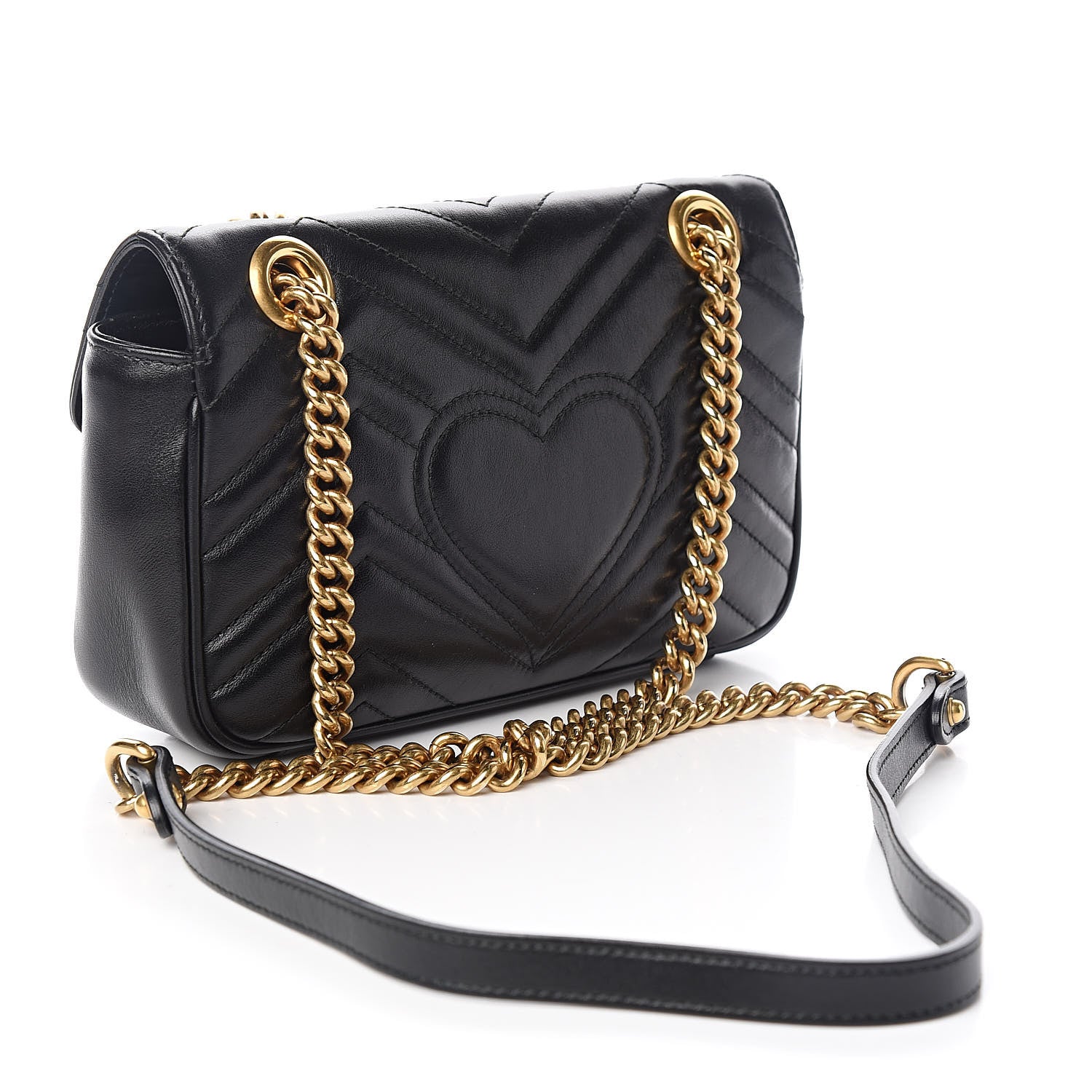 Gucci Calfskin Matelasse Mini GG Marmont Shoulder Bag Black 3 of 11