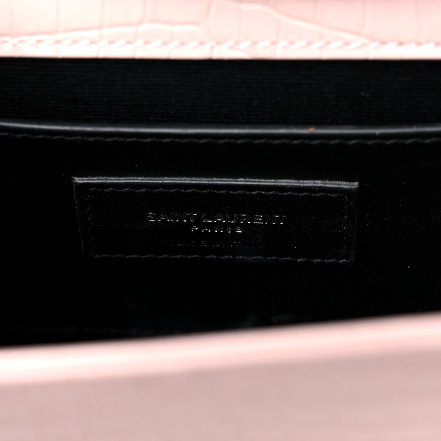 Saint Laurent Calfskin Crocodile Embossed Medium Classic Monogram Kate Tassel Satchel Powder Pink 6 of 13