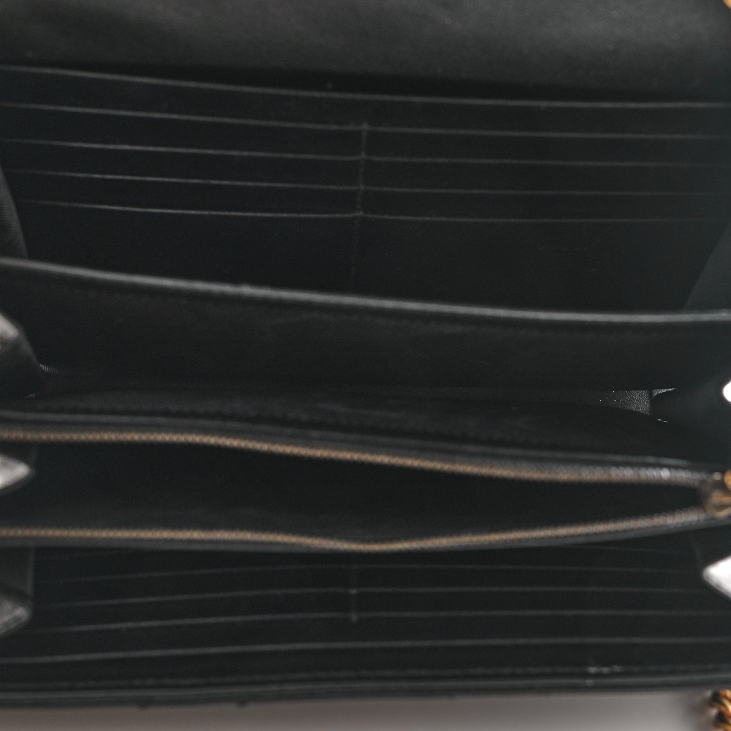 Calfskin Matelasse GG Marmont Chain Wallet Black