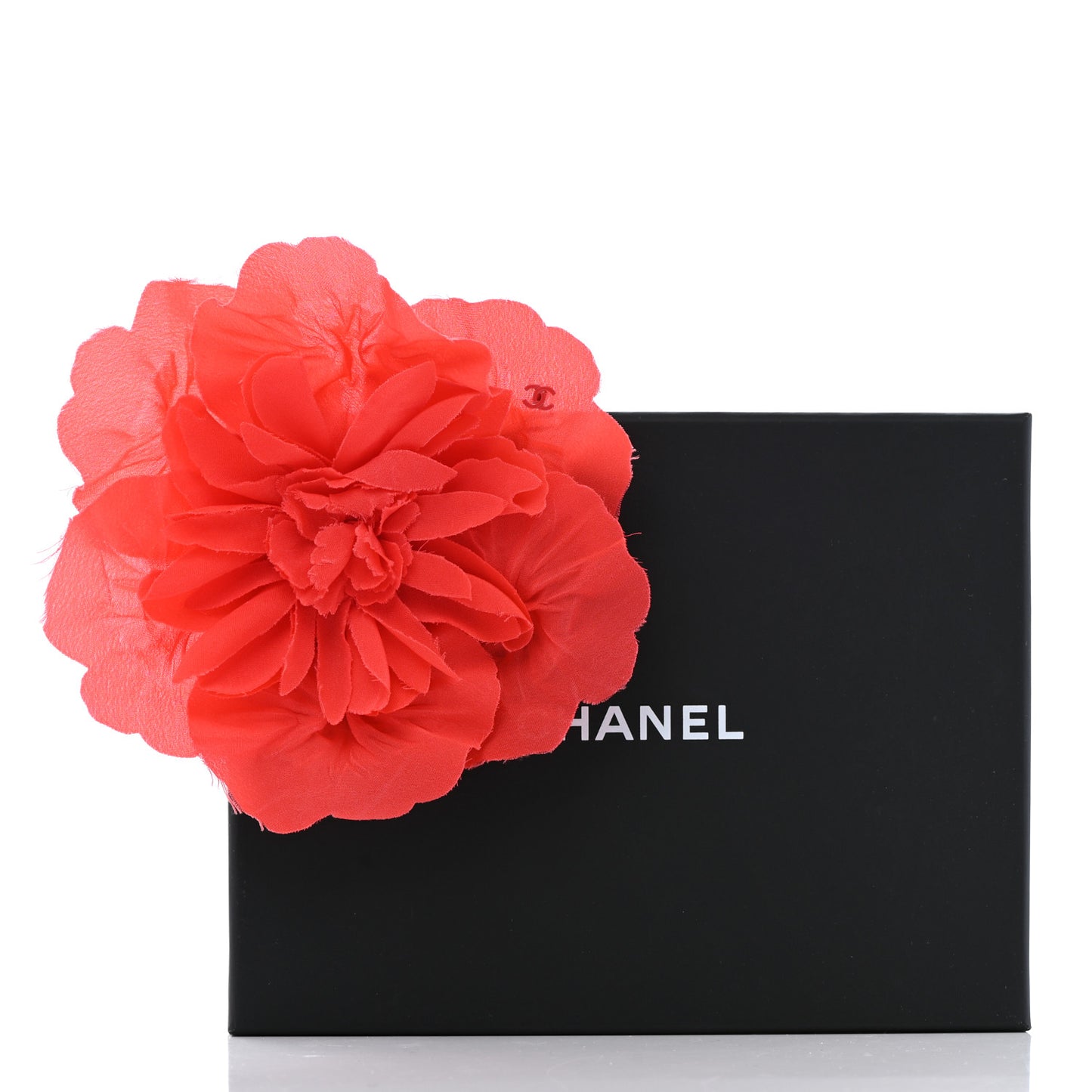 Fabric Camellia Flower Brooch Orange