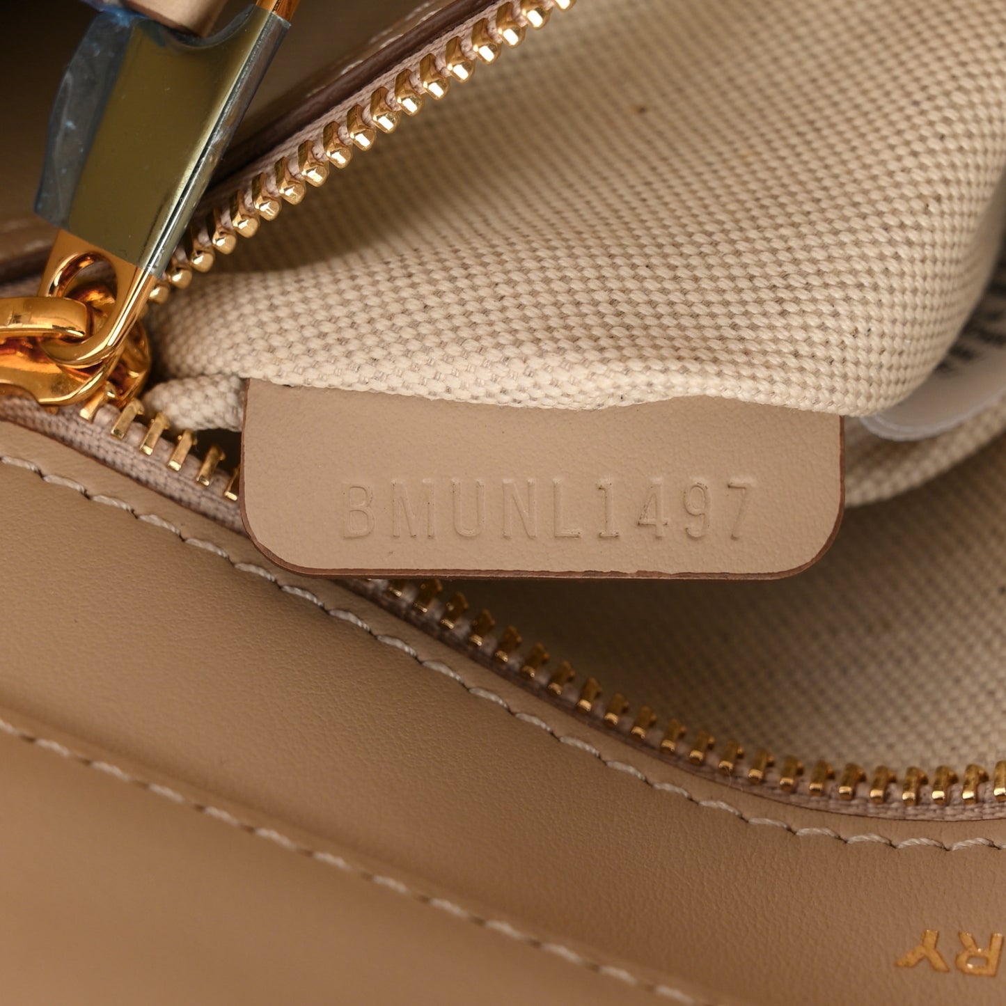 Smooth Calfskin Archive Canvas Check Mini Pocket Bag Dusty Sand