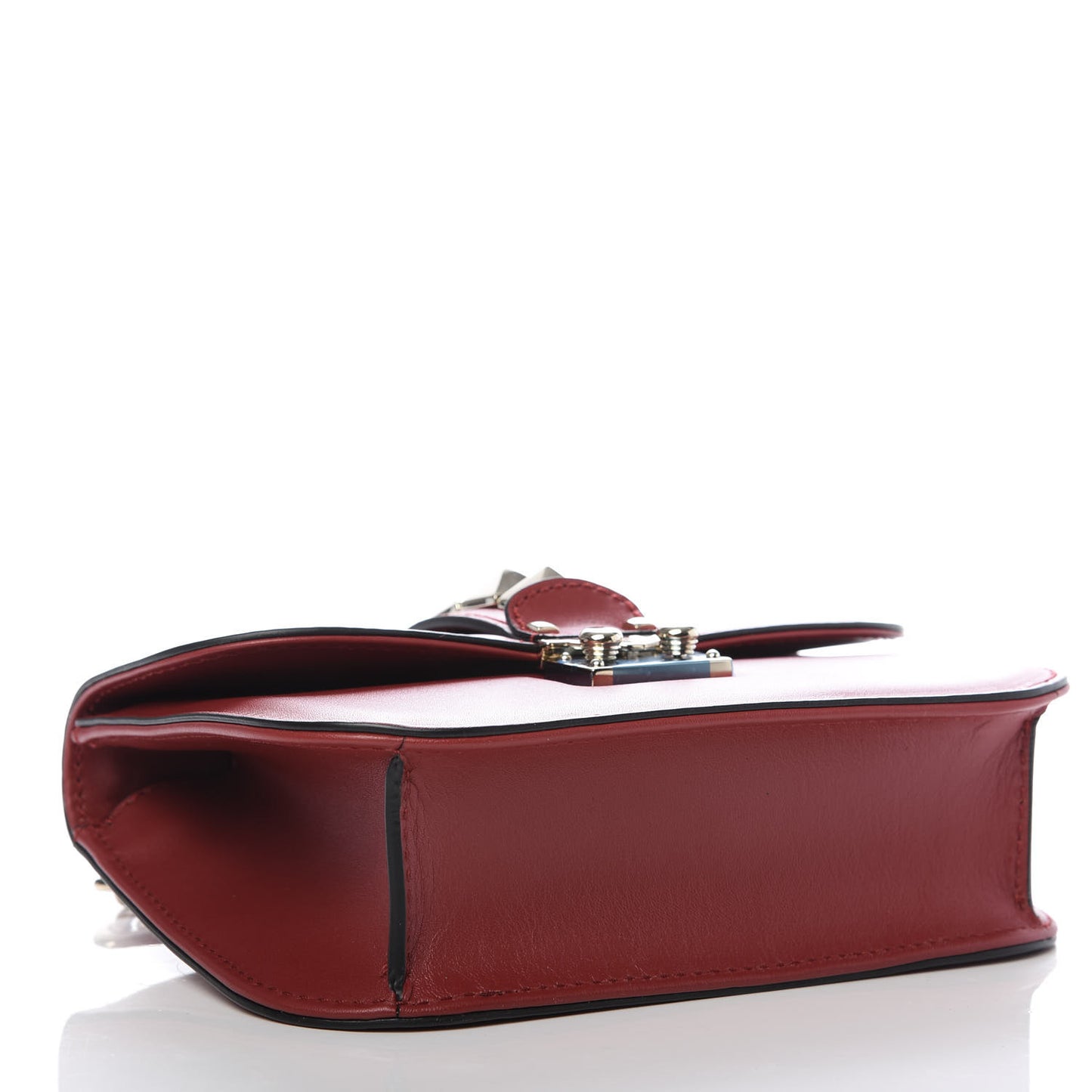 Vitello Small Glam Lock Rockstud Flap Rosso Valentino