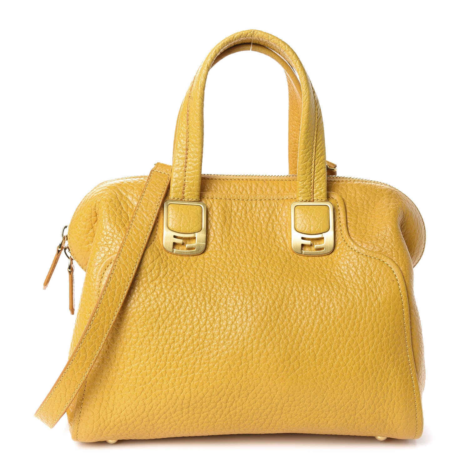 Fendi Pebbled Calfskin Small Chameleon Tote Yellow 1 of 10