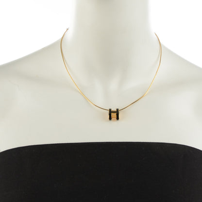 Hermes Lacquered Gold Pop H Pendant Necklace Black 2 of 5
