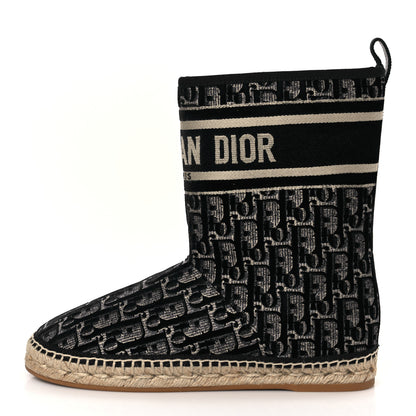 Christian Dior Velvet Oblique Granville Espadrille Boots 38.5 Deep Blue 1 of 7