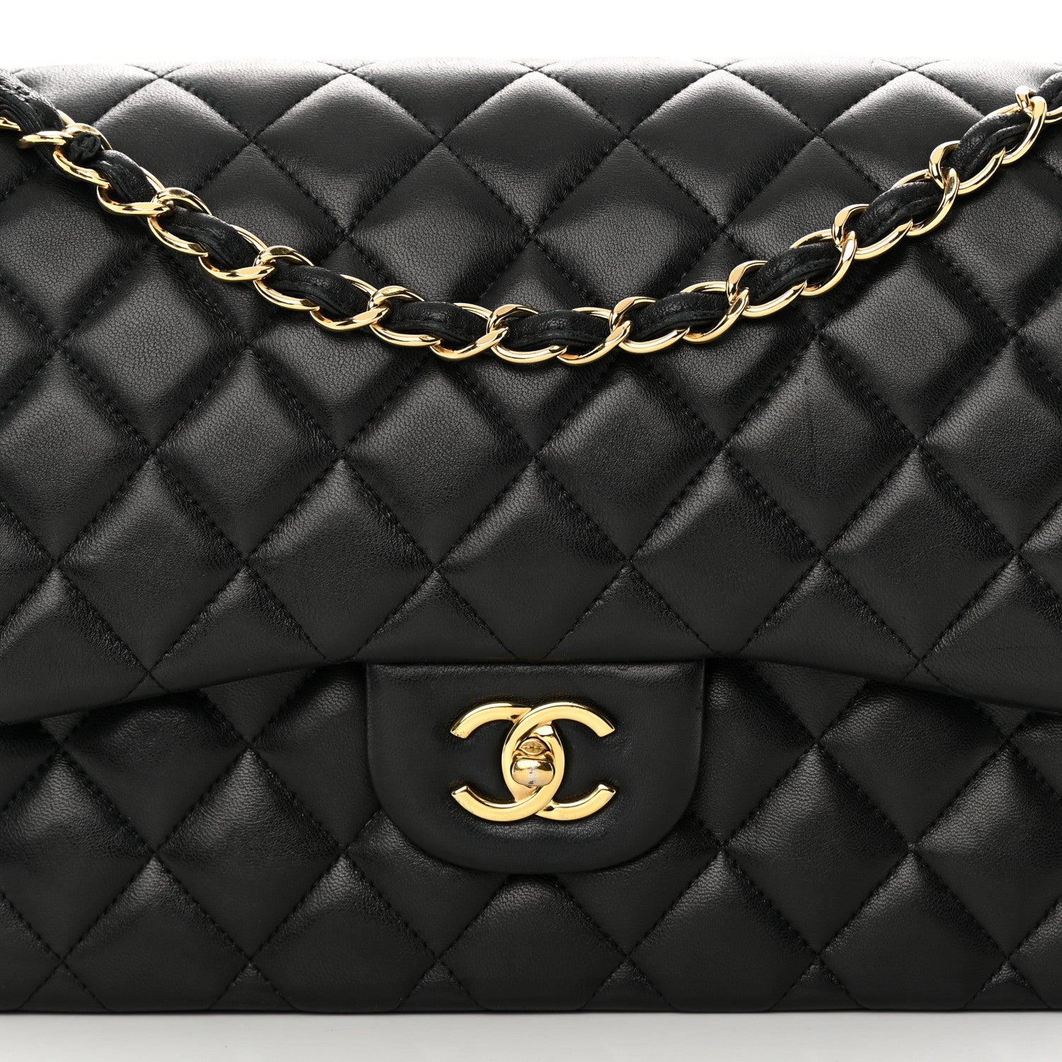 Chanel Lambskin Quilted Jumbo Double Flap Black 8 of 19