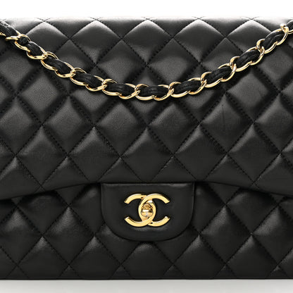 Chanel Lambskin Quilted Jumbo Double Flap Black 8 of 19