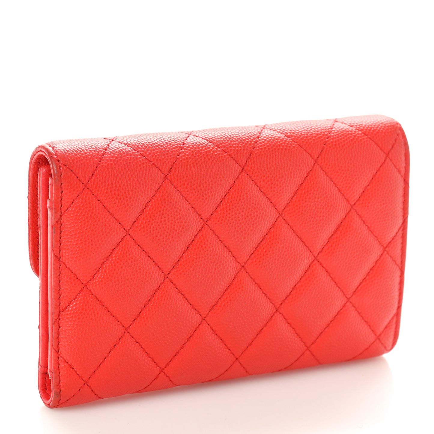 Caviar Quilted Medium Flap Wallet Red