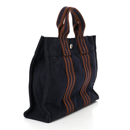 Hermes Canvas Tout Fourre PM Navy Brown 3 of 11